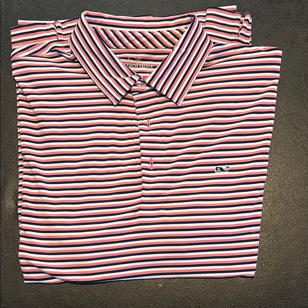 Vineyard Vines Red and Blue Polo Shirt Classic Stripes
